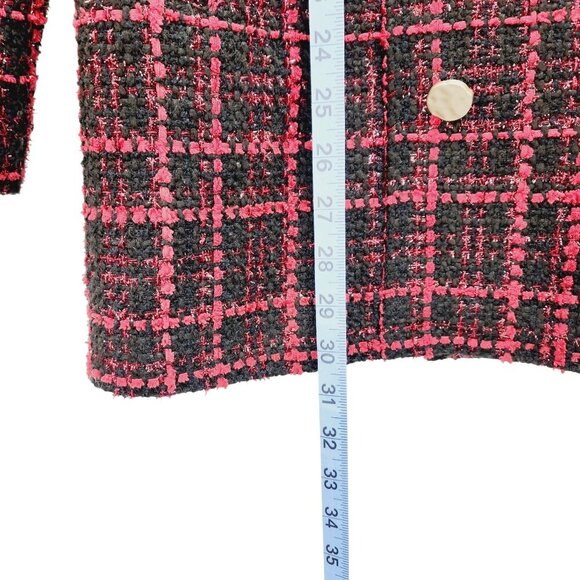 Bagatelle Collection Tweed Jacket Pea Coat Size S Women's Red Black Plaid - Picture 10 of 11